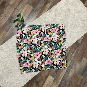 Lane Bryant Size 28 Tropical Floral Pattern Ponte Knit Stretch Mini Skirt